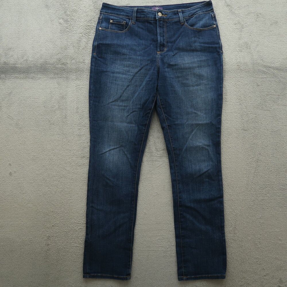 NYDJ Jeans Women's Size 14 Blue High-Rise Boyfriend Denim 32" Inseam Stretch